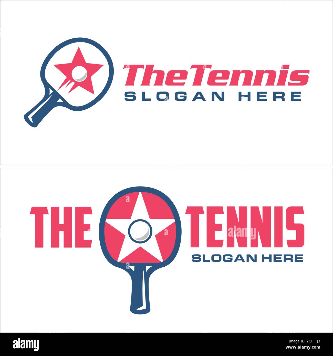 Tennisschlägerball und Sternsymbol-Vektor-Logo-Design Stock Vektor