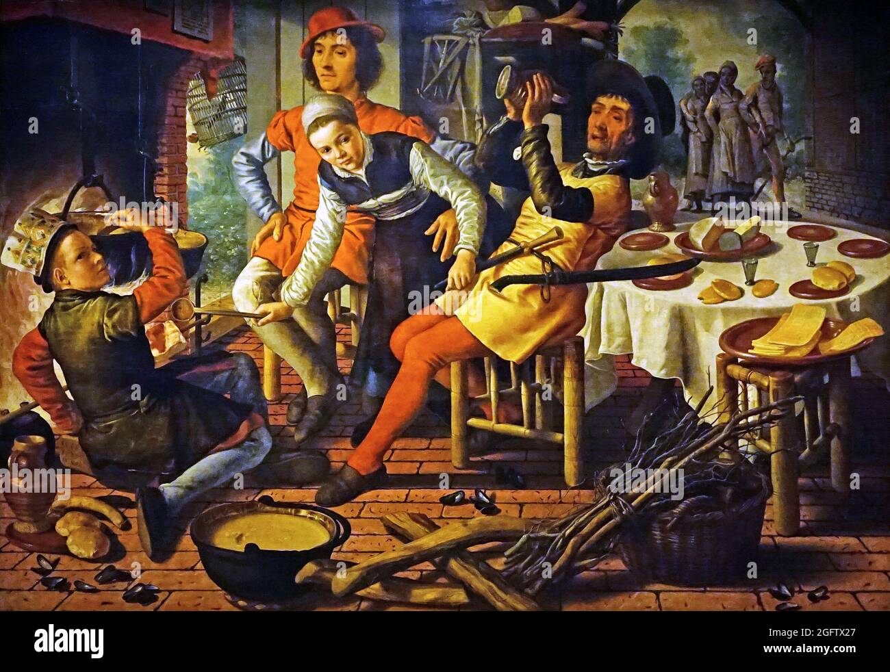 Bauernherzen von Pieter Aertsen (1508 – 1575) "Tall Pete" war wegen seiner Größe ein niederländischer Maler im Stil des Nordmanierismus. Stockfoto