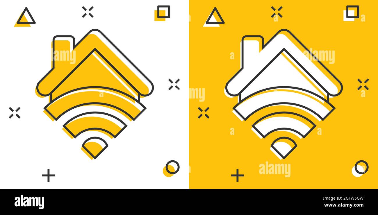 "Smart Home"-Symbol im Comic-stil. Haus der Vektor Cartoon Illustration Piktogramm. Smart Home Business Konzept splash Wirkung. Stock Vektor
