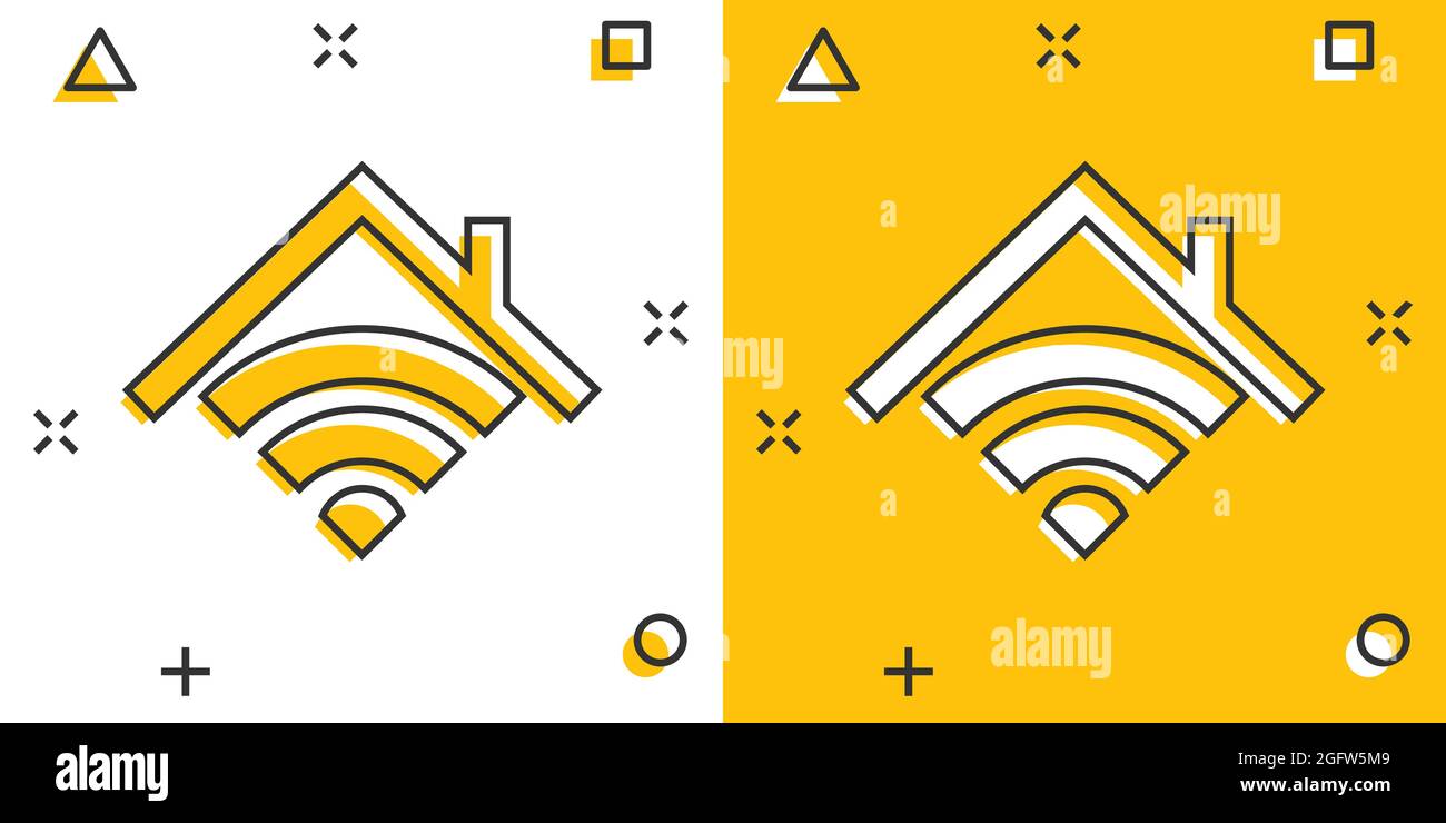 "Smart Home"-Symbol im Comic-stil. Haus der Vektor Cartoon Illustration Piktogramm. Smart Home Business Konzept splash Wirkung. Stock Vektor