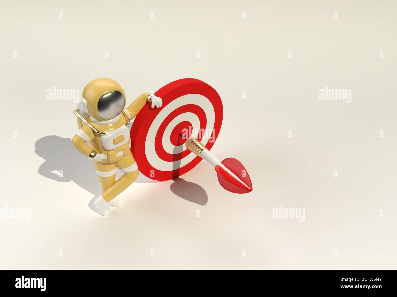 3d Rendering Astronaut mit Target 3d Illustration Design. Stockfoto