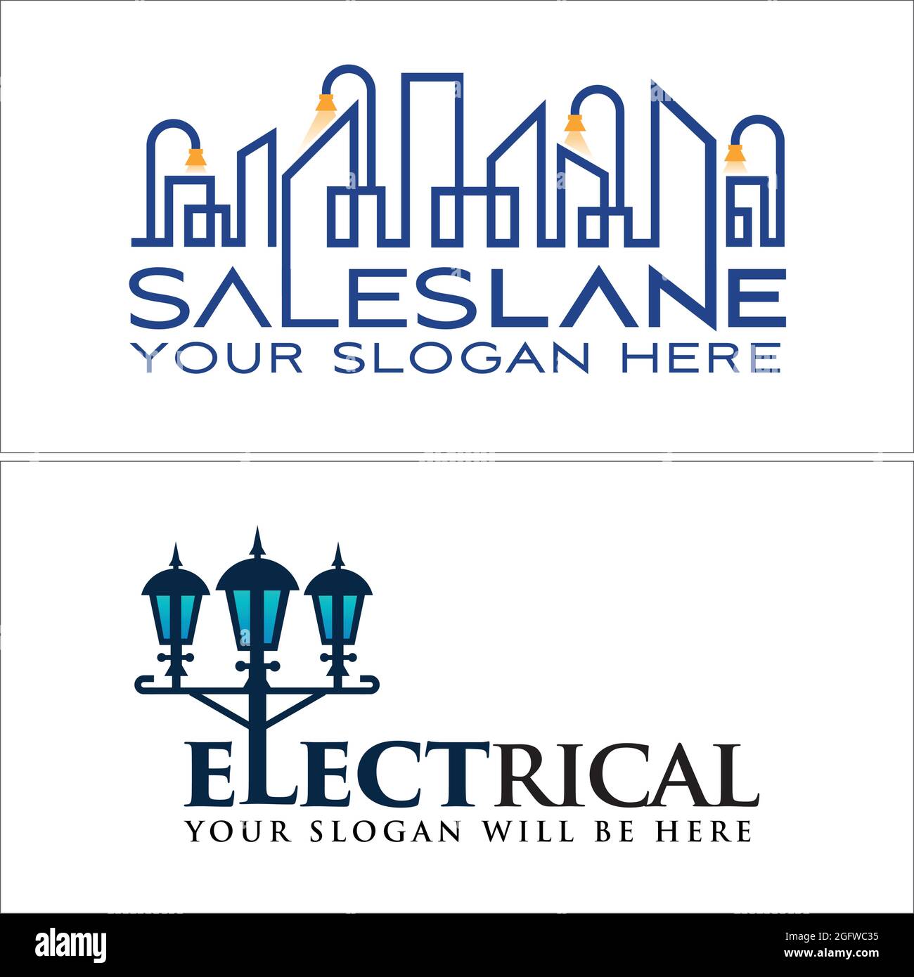 Immobilien Skyline Garten Laterne Logo Design Stock Vektor