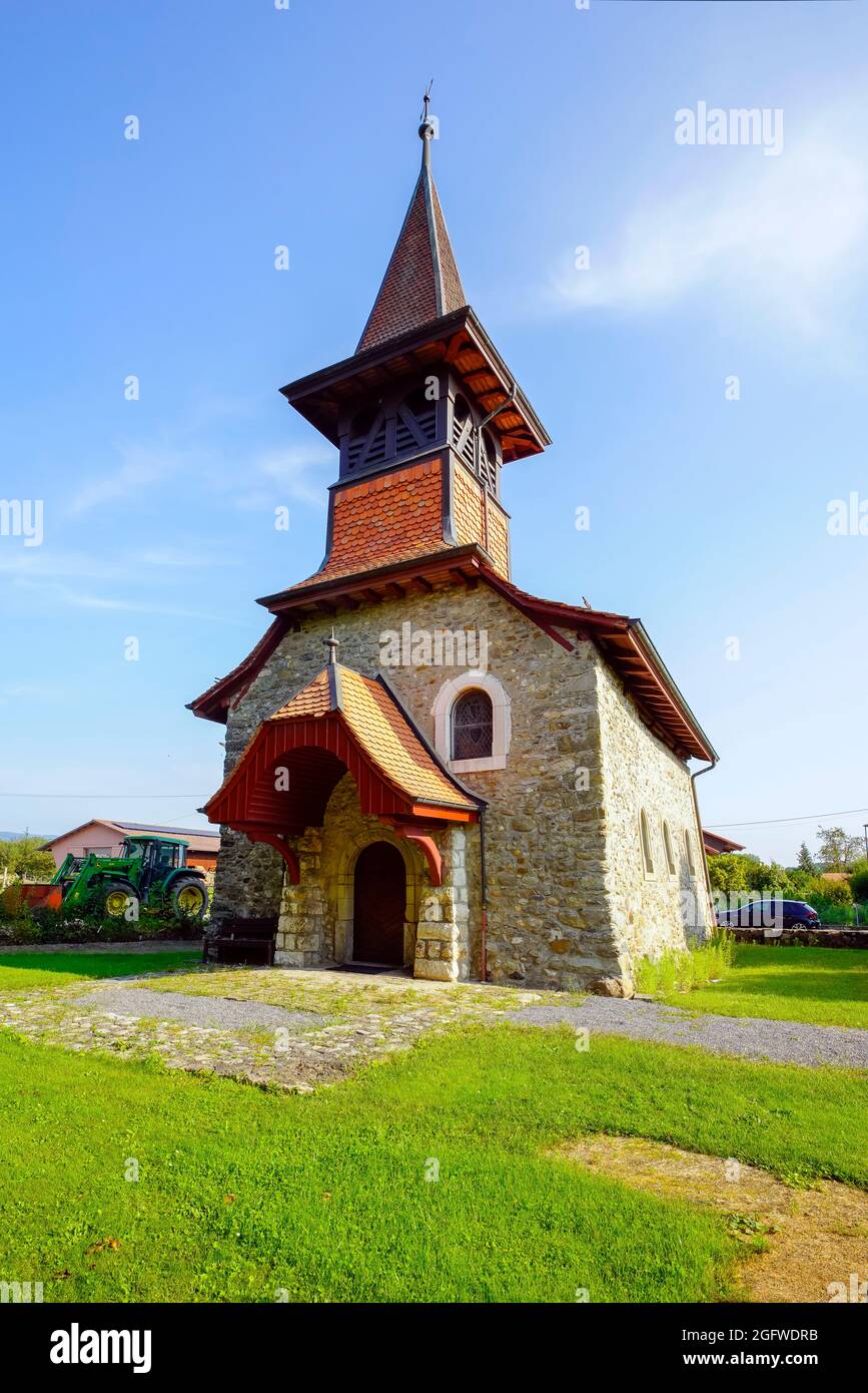 Sévery Kapelle St-Maurice, Sévery die Gemeinde, Kanton Waadt, Schweiz. Stockfoto