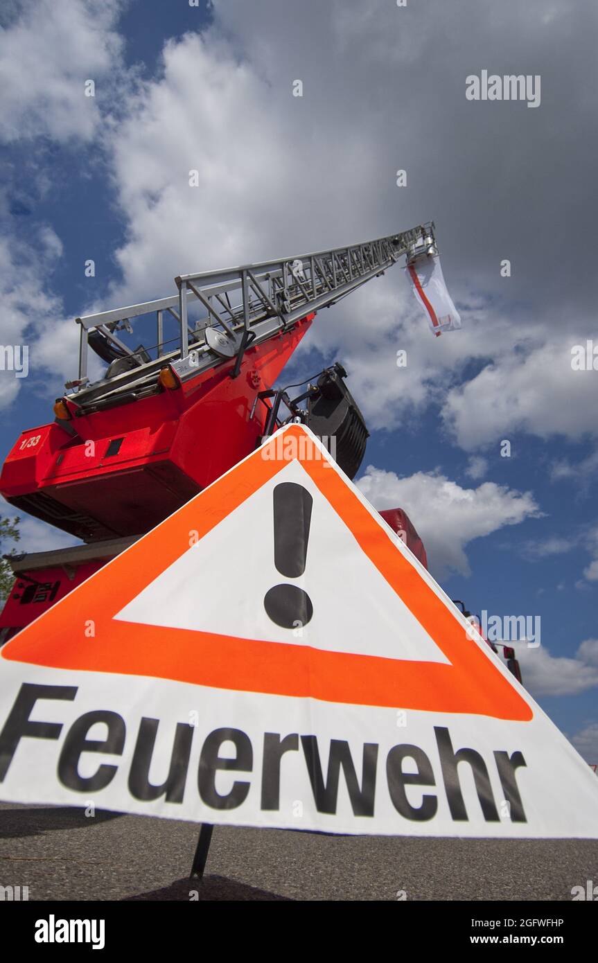 Feuerwehr Drehleiter LKW, Deutschland Stockfoto