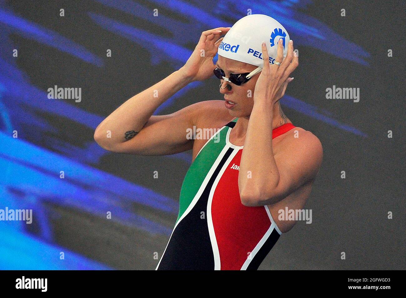 Federica Pellegrini, italienische Schwimmerin, während der Internationalen Schwimmliga, die im Felice Scandone Pool in Neapel stattfand. Stockfoto