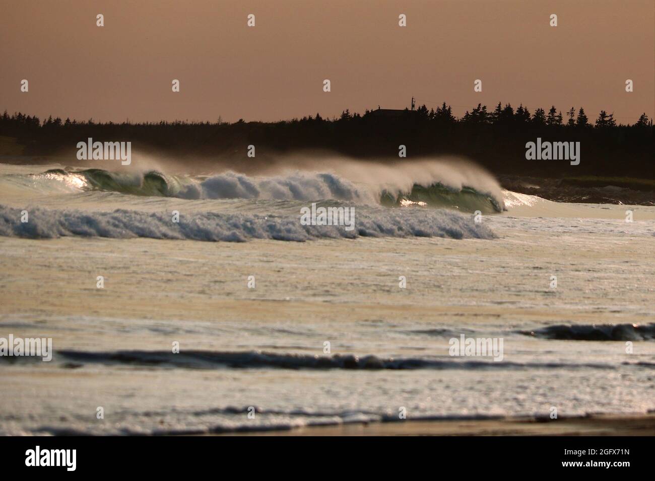 Wellen schlagen im Martinique Beach Provincial Park Stockfoto
