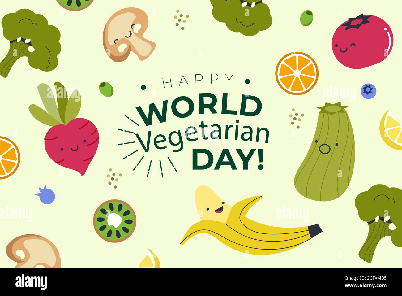 Handgezeichnete Welt vegetarische Tag Illustration Vektor Illustration. Stock Vektor