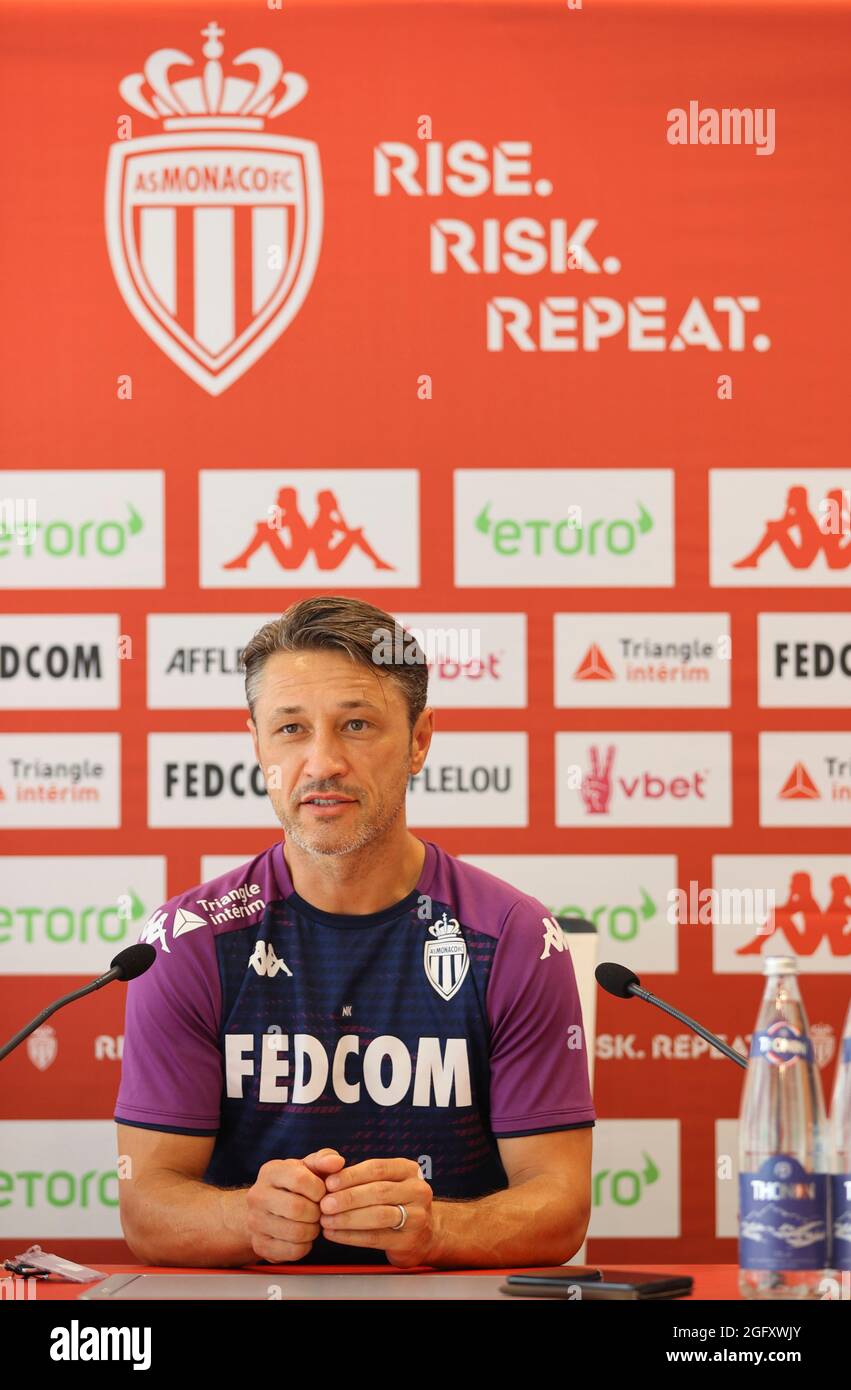 La Turbie, Frankreich - 27. August 2021: AS Monaco - Troyes Pressekonferenz mit AS Monaco Coach deutsch Niko Kovac, J4, L1, Ligue 1. Mandoga Media Stockfoto