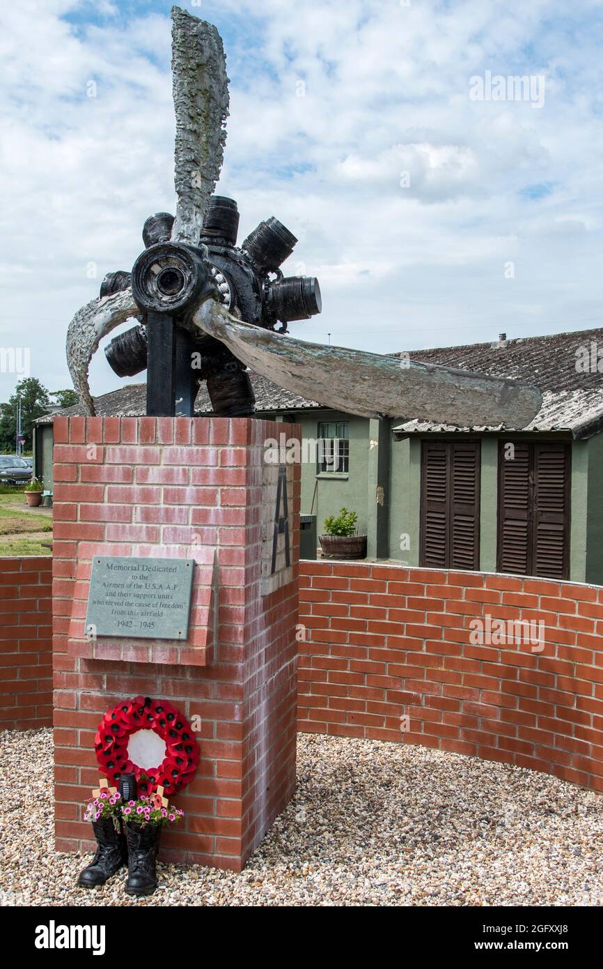 USAAF 94. Bombenangriffsgruppe Kriegsdenkmal, - Rougham Airfield, Bury St Edmunds Stockfoto