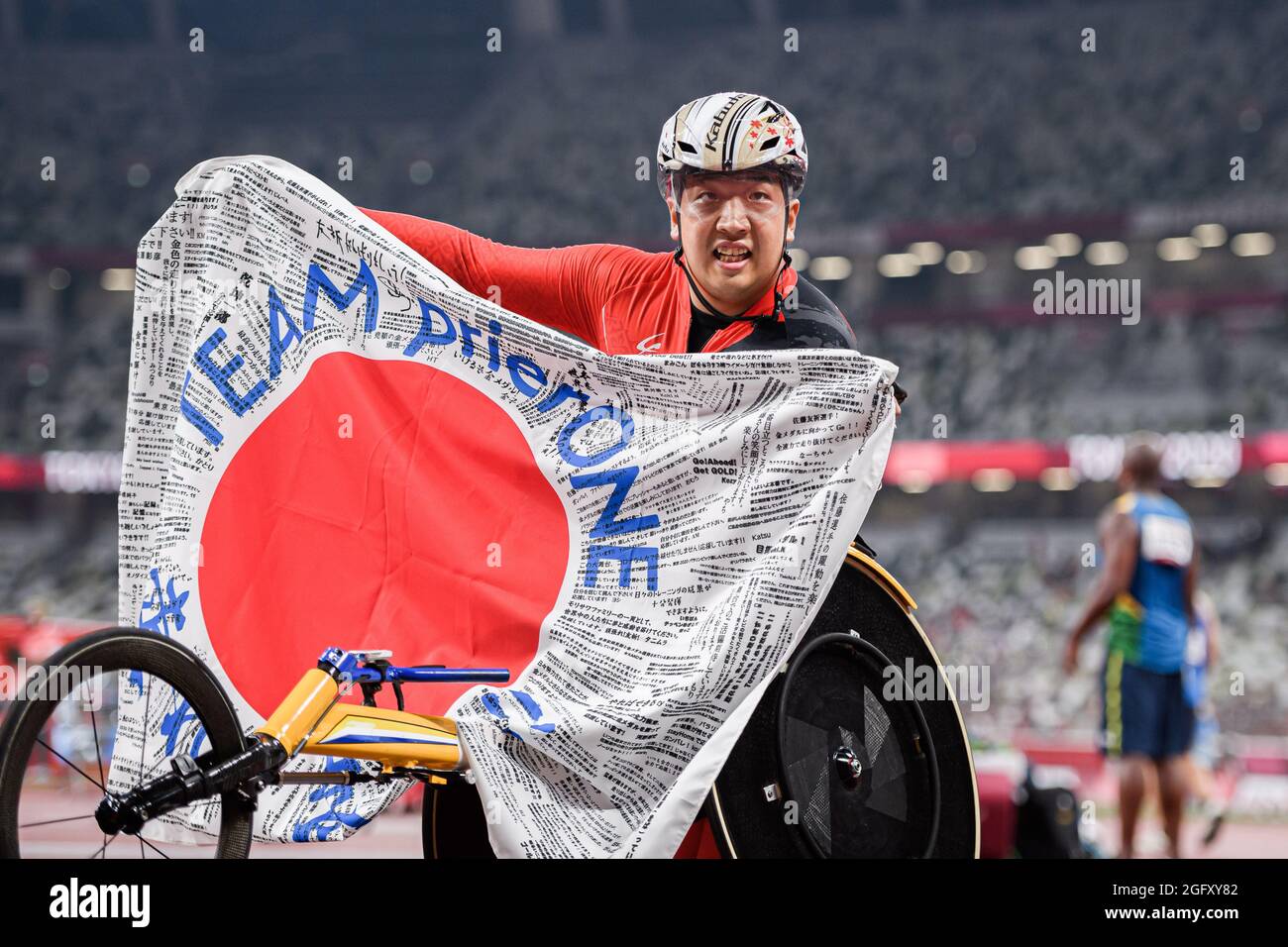 TOKIO, JAPAN. 27. August 2021. Während der Leichtathletik-Vorläufe und -Finals der Paralympischen Spiele Tokio 2020 im Olympiastadion am Freitag, den 27. August 2021 in TOKIO, JAPAN. Kredit: Taka G Wu/Alamy Live Nachrichten Stockfoto