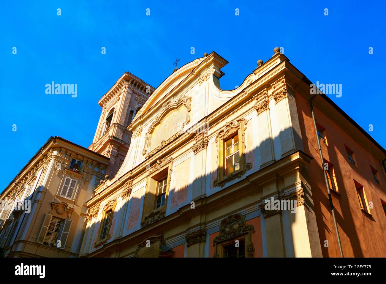 Kirche des Heiligen Dalmatius in Turin . Chiesa di San Dalmazzo Katholische Kirche in Turin Stockfoto