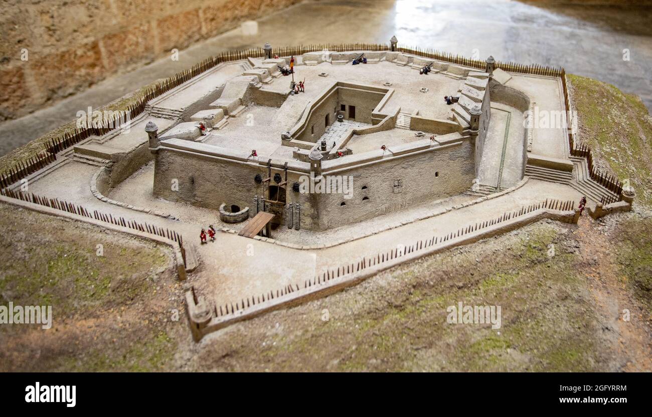 Miniaturdarstellung einer militärischen Festung Stockfoto
