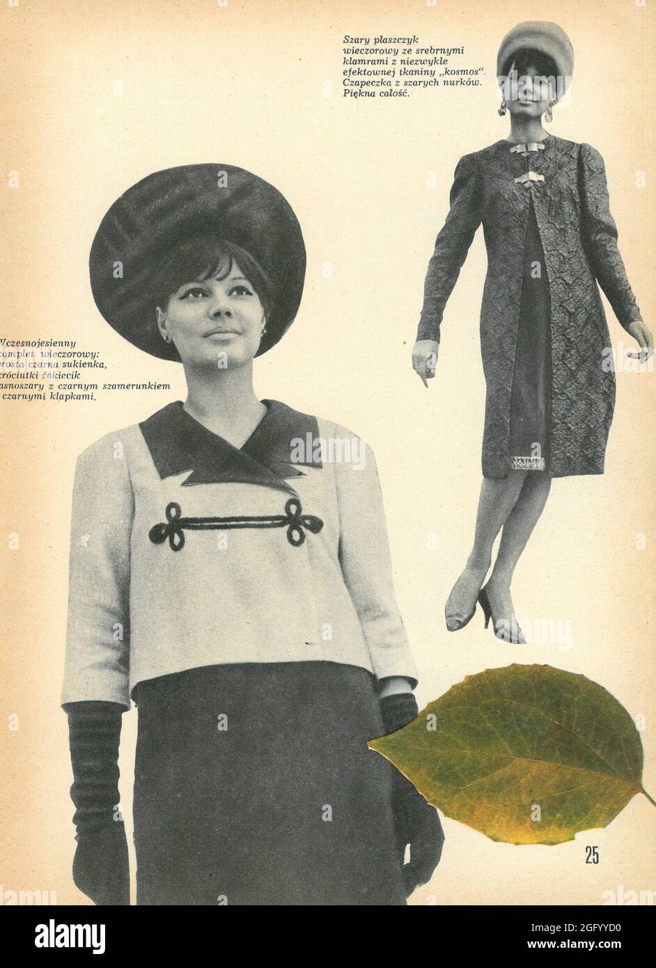 Vintage Mode Fotografie retro Fotocollage Clipping 1960er 1970er Jahre zdjęcie modowe vintage wycinek z gazety Centerfold Stockfoto