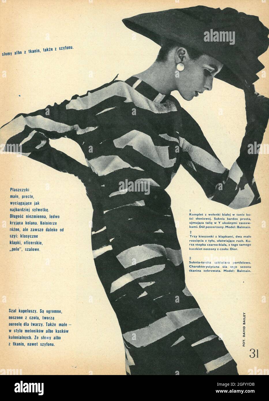 Vintage Mode Fotografie retro Fotocollage Clipping 1960er 1970er Jahre zdjęcie modowe vintage wycinek z gazety Centerfold Stockfoto