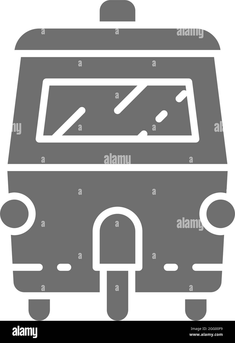 Tuk Tuk Auto, traditionelle öffentliche Verkehrsmittel in Thailand graue Ikone. Stock Vektor