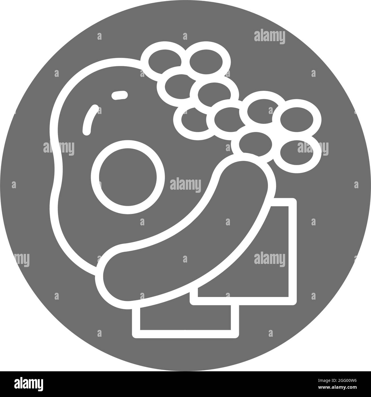 Traditionelles englisches Frühstück, Spiegeleier mit Würstchen und grauer Ikone. Stock Vektor