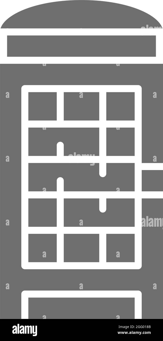 Telefonzelle in London, graues Symbol für englische Telefonzelle. Stock Vektor