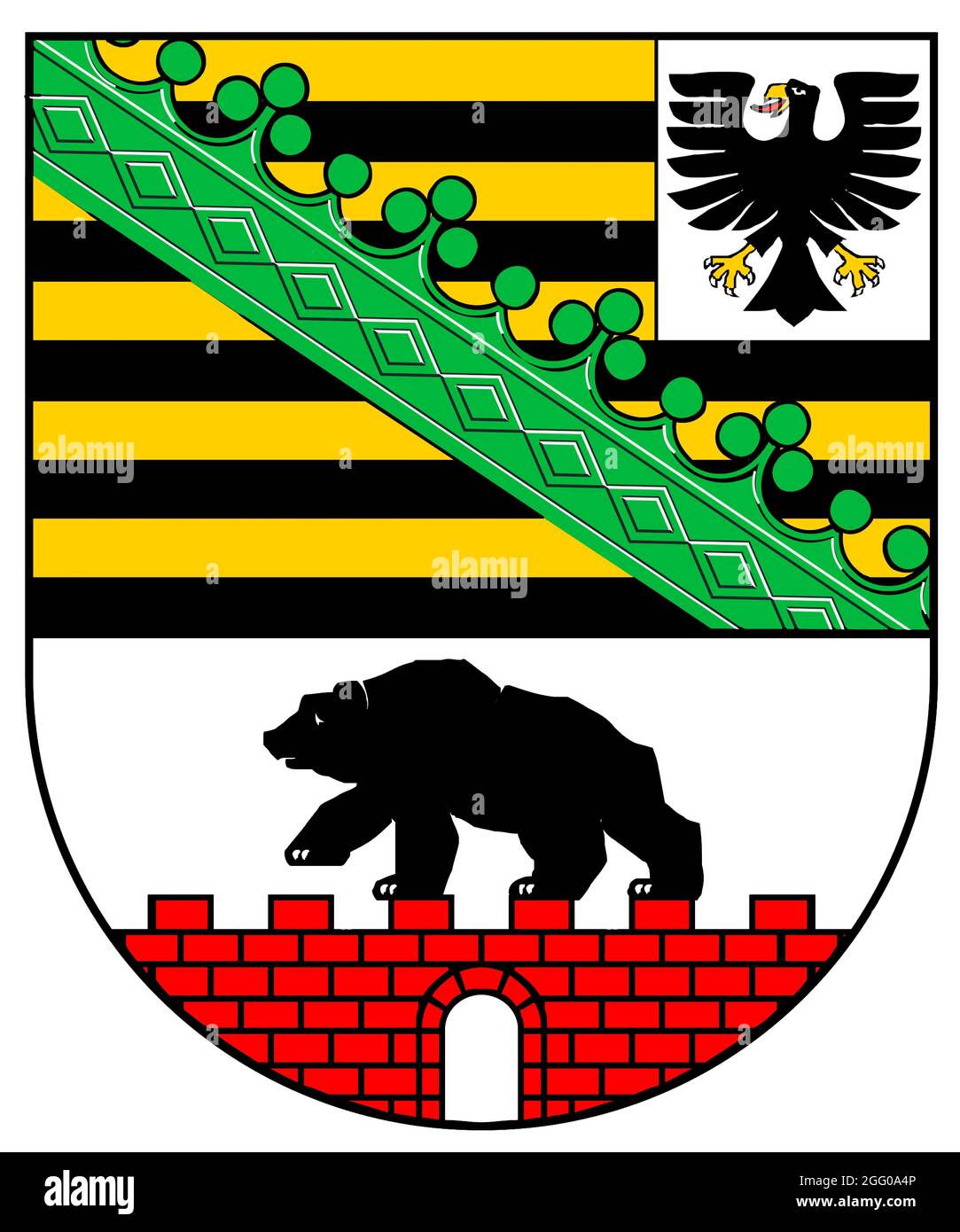 Wappen des Bundeslandes Sachsen-Anhalt - Deutschland. Stockfoto