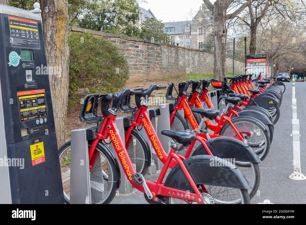 Bike Share, Fahrradverleih, Georgetown, Washington DC, USA. Stockfoto