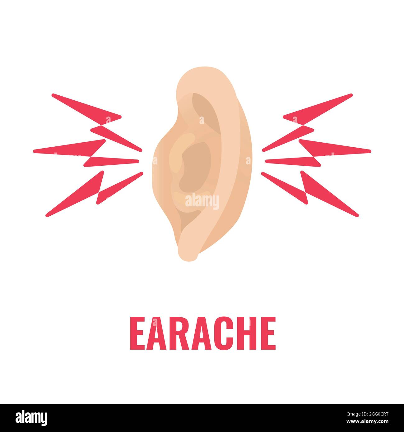 Ohrenschmerzen, konzeptuelle Illustration. Starke Schmerzen durch Otitis oder Ebenendruck. Stockfoto