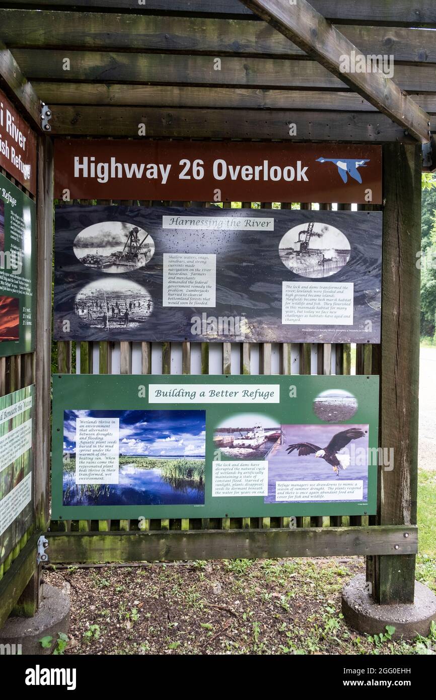 Wetlands Wildlife Information Sign, U.S. Highway 26, Minnesota. Stockfoto