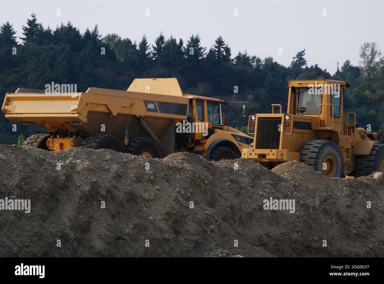 Baumaschinen auf einer Baustelle Stockfoto