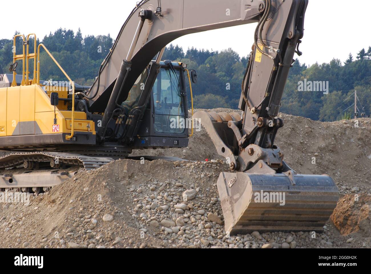 Baumaschinen auf einer Baustelle Stockfoto