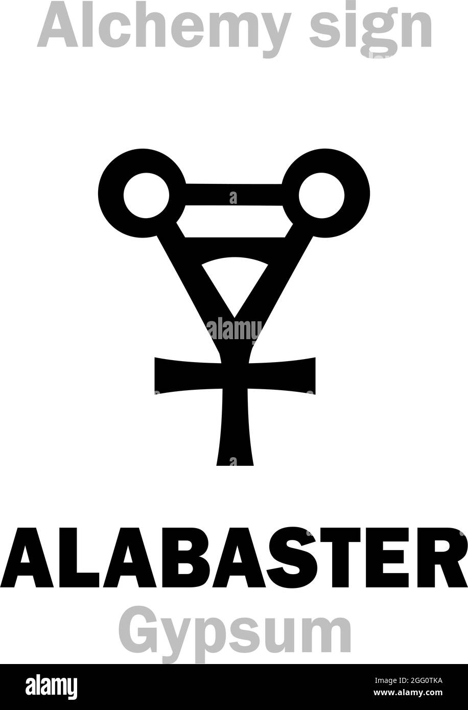 Alchemie Alphabet: ALABASTER (KALZIT / GIPS), in der Antike: Kalzit ('ägyptischer Alabaster'), im Mittelalter: Gips, auch: Wüstenrose (Kristalle). Stock Vektor