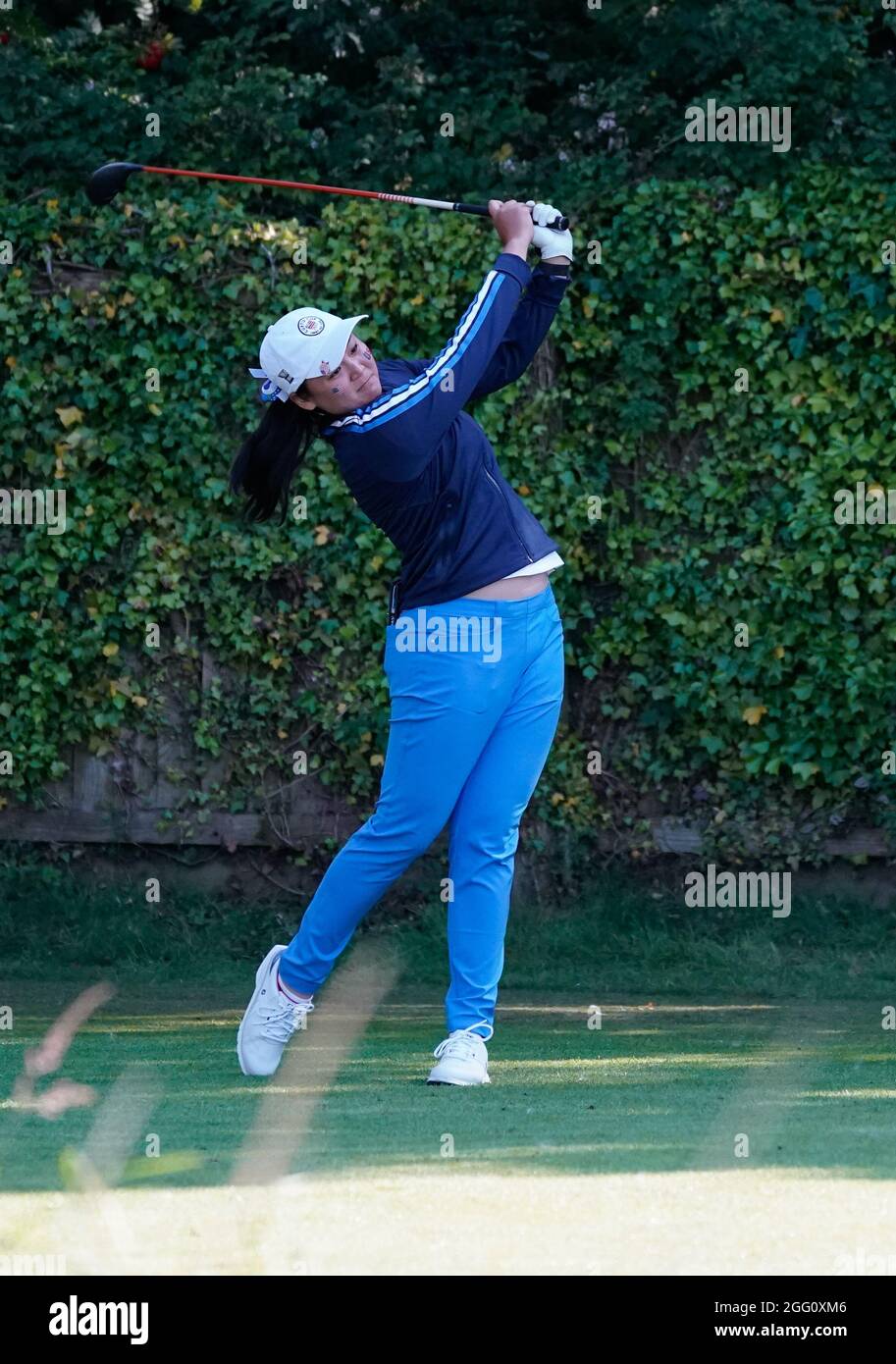 Allisen Corpuz des Teams USA auf dem 7. Abschlag während des Curtis Cup Day 2 2021 - Nachmittag Fourballs Foursomes am 27./8/21 Stockfoto