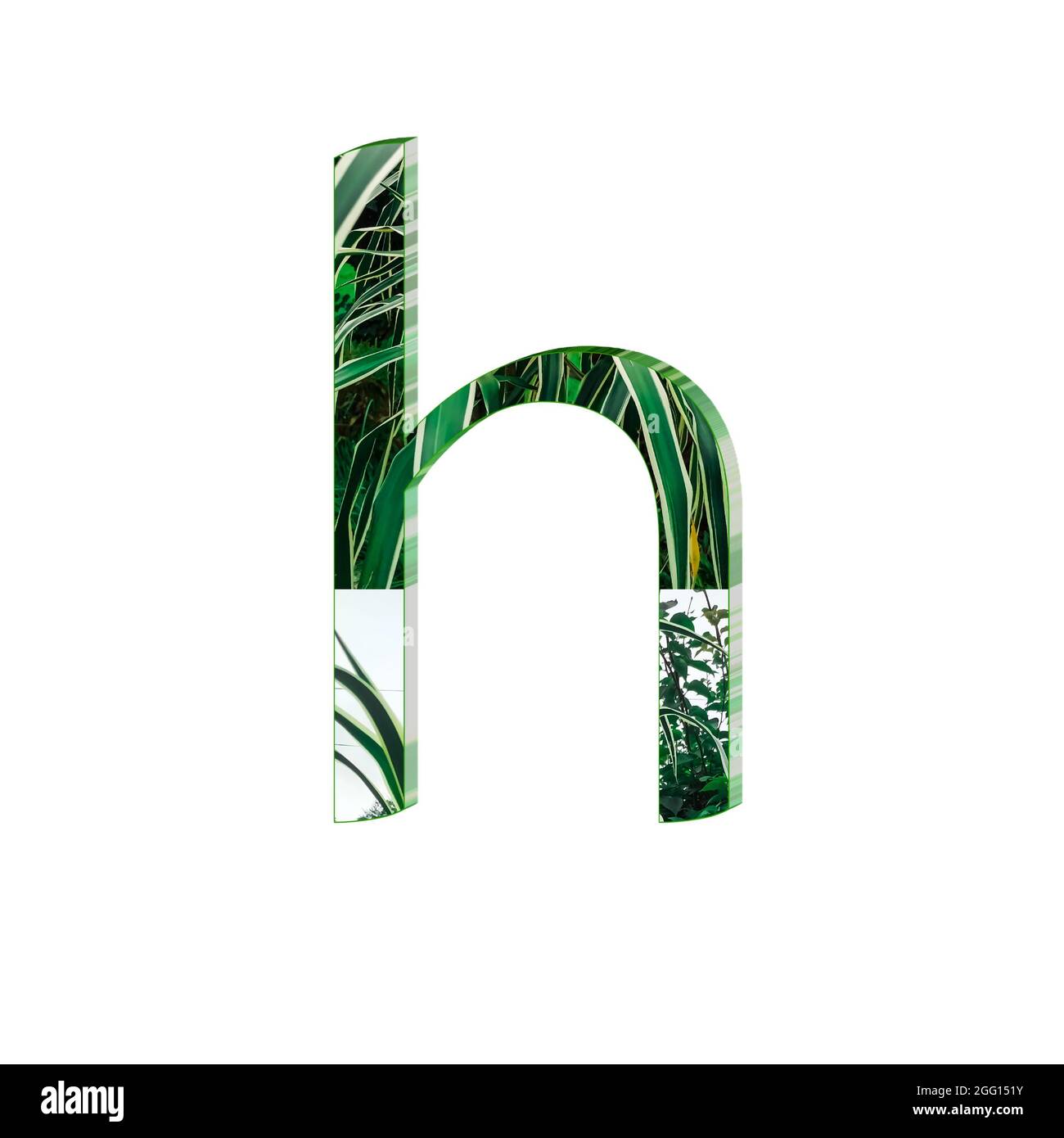 Grüne Textur kleinen Buchstaben h bunte 3D abstrakt schönen weißen Hintergrund Stockfoto