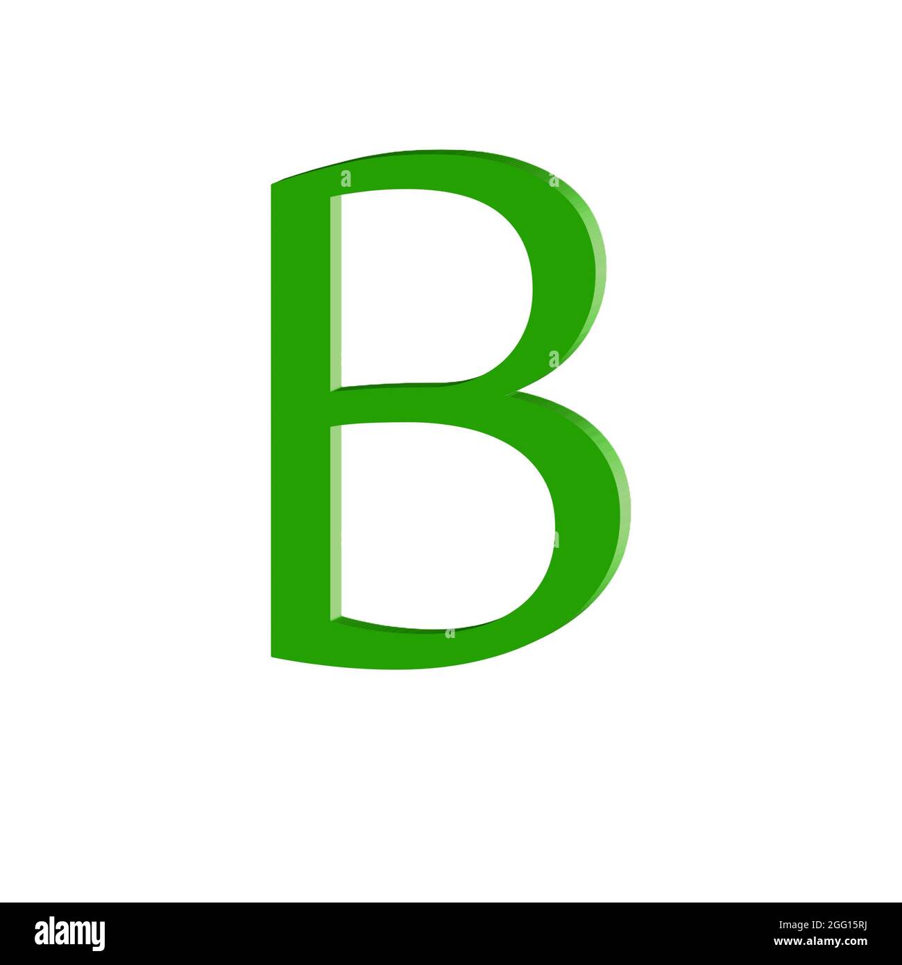 Grüner Großbuchstabe B Bunte 3D abstrakte Textur schönen weißen Hintergrund Stockfoto