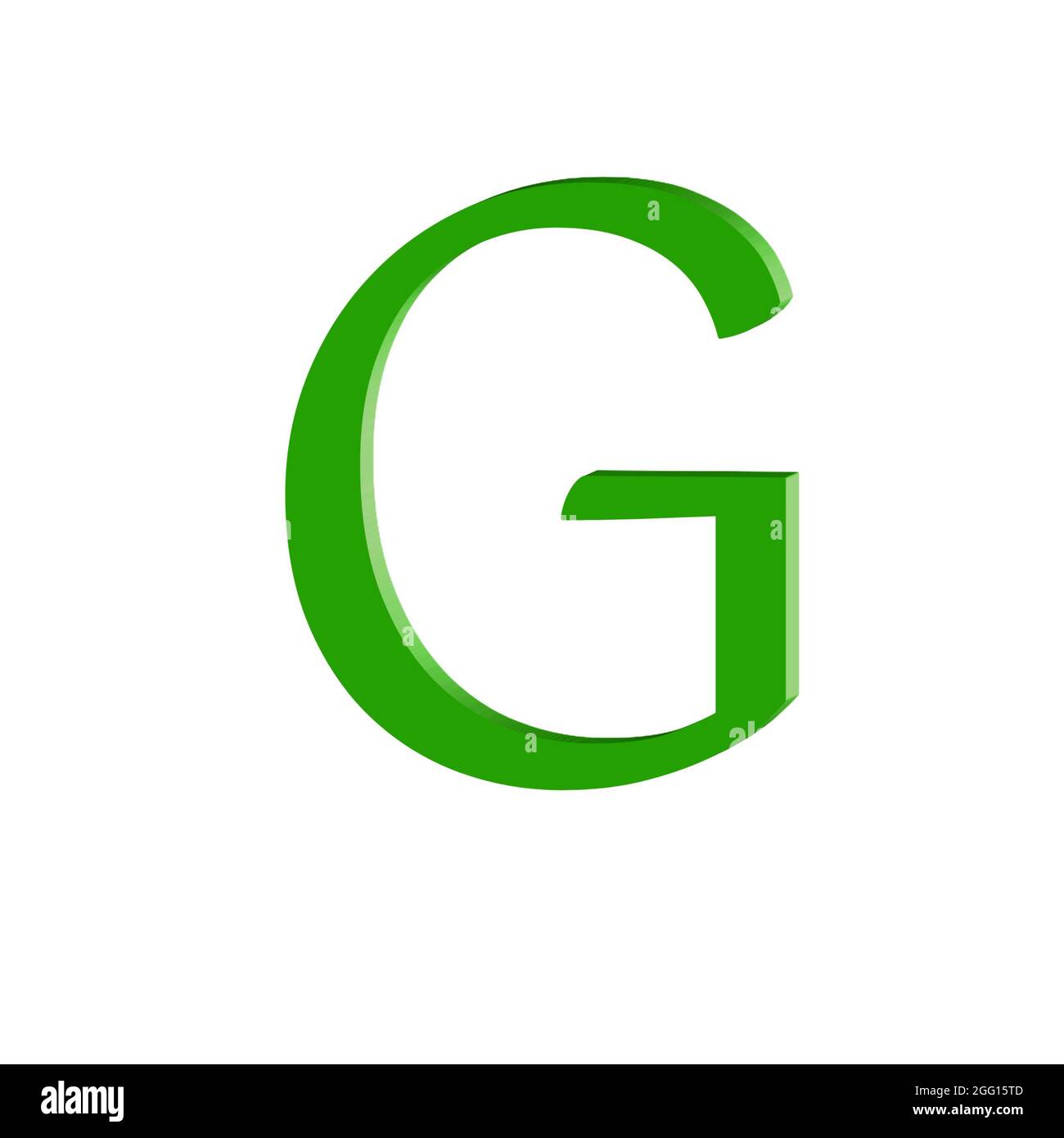 Grüner Großbuchstabe G Bunte 3D abstrakte Textur schönen weißen Hintergrund Stockfoto