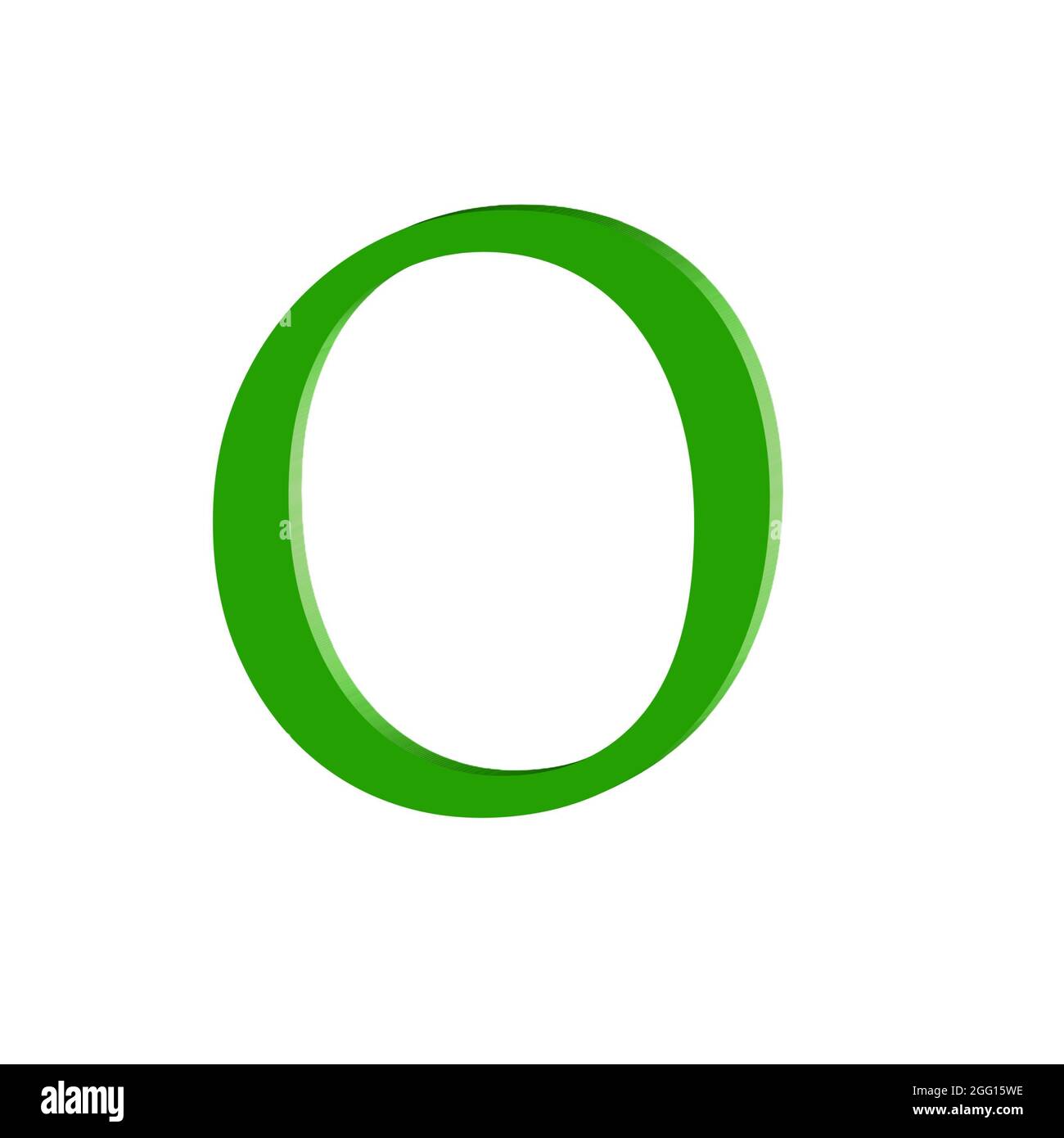 Grüner Großbuchstabe O Bunte 3D abstrakte Textur schönen weißen Hintergrund Stockfoto