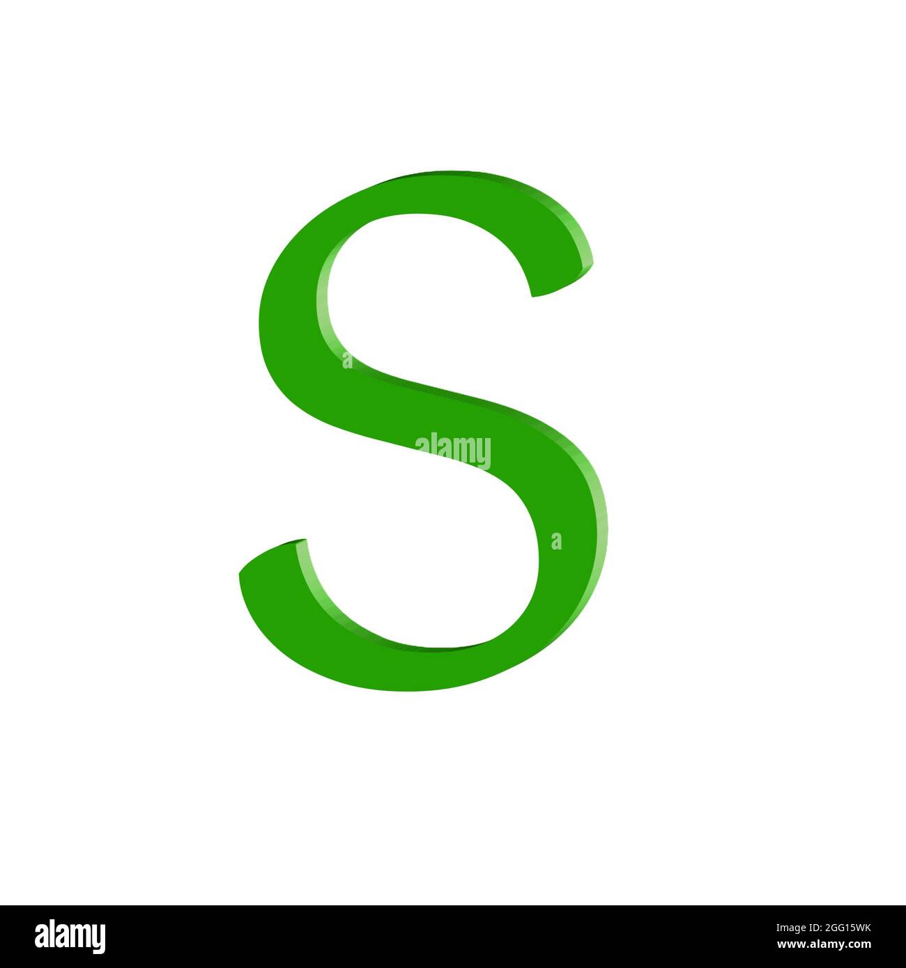 Grüner Großbuchstabe S Bunte 3D abstrakte Textur schönen weißen Hintergrund Stockfoto