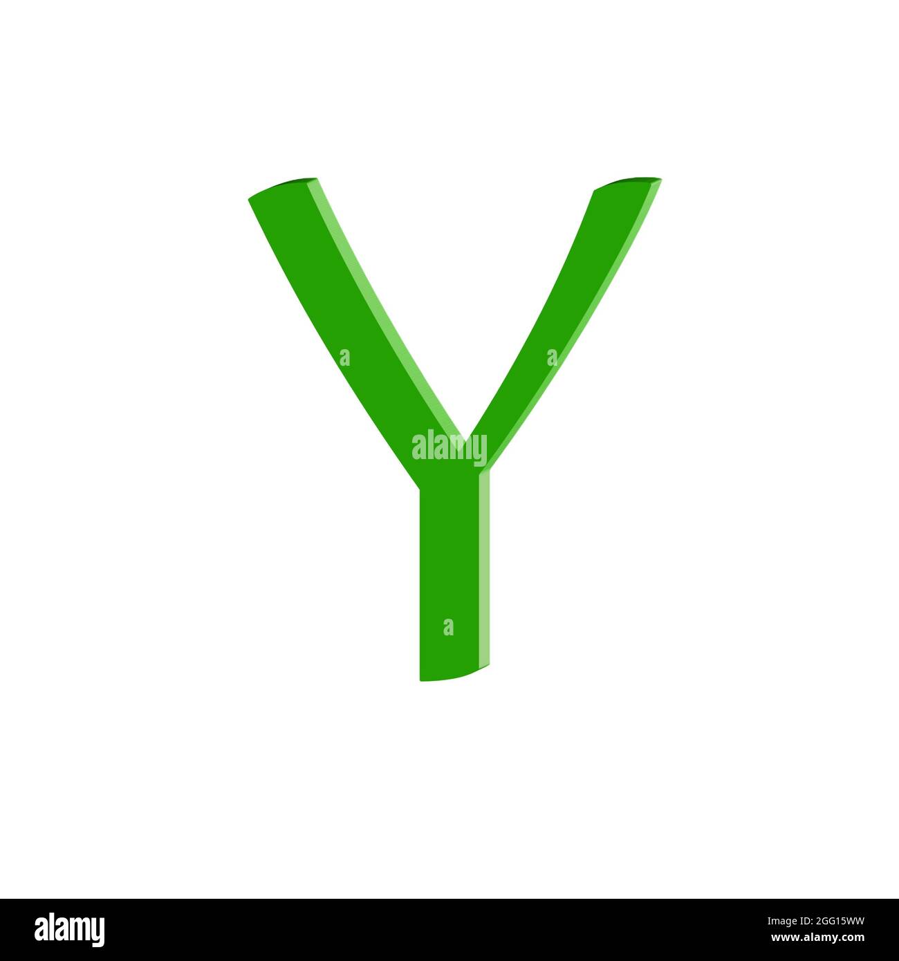 Grüner Großbuchstabe Y Bunte 3D abstrakte Textur schönen weißen Hintergrund Stockfoto