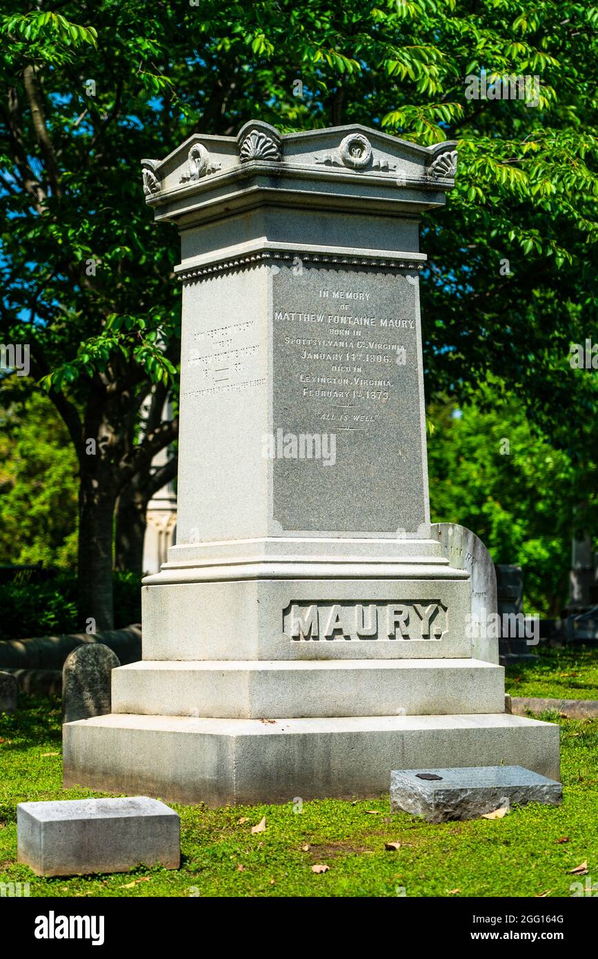 Vandalismus auf dem Hollywood Cemetery in Richmond, Virginia ab März 2021. Stockfoto