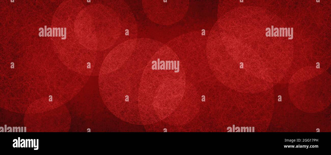Abstrakte rote und weiße Hintergrundmuster, Kreise Formen mit Textur sind in verschwommenem Bokeh-Muster geschichtet Stockfoto