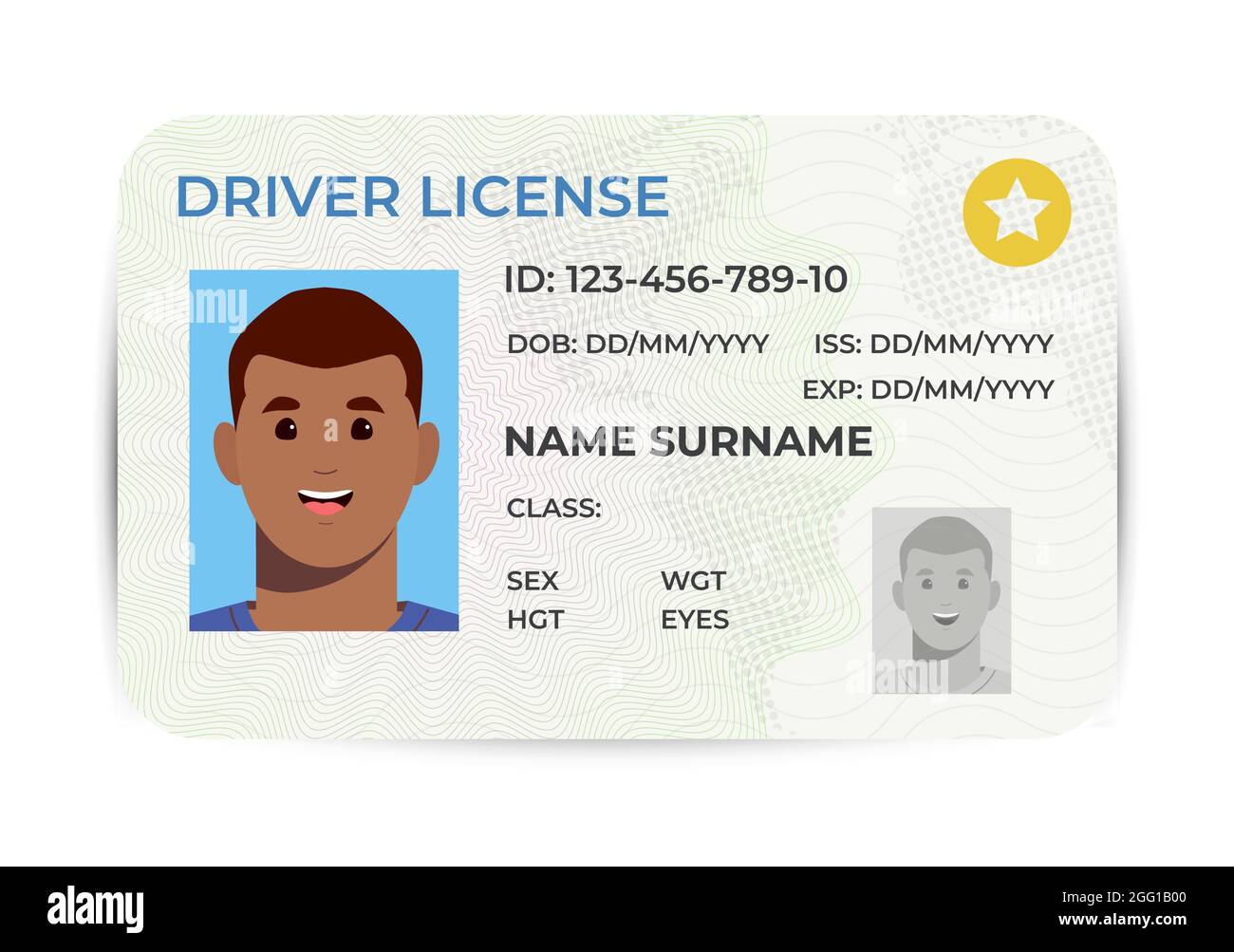 Führerschein. Ein Plastikausweis. Vektorgrafik flache Abbildung der Vorlage. Stock Vektor