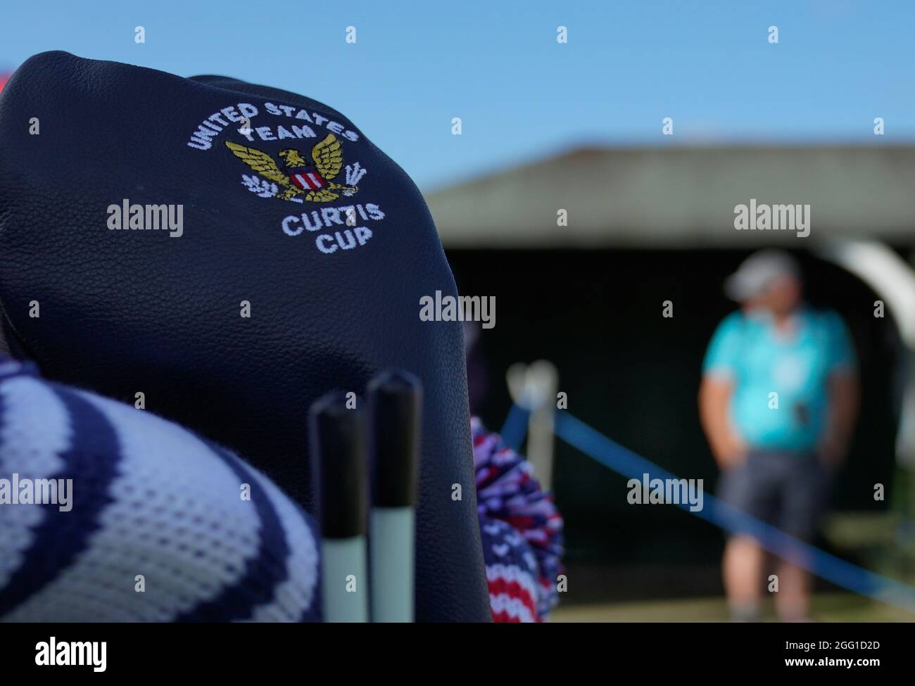 Allgemeine Ansicht eines Team USA Kopfbedeckens während des Curtis Cup Day 2 - Morning Foursomes 2021 im Conwy Golf Club, Conwy, Wales am 27/8/21 . (Steve Flynn/ Stockfoto