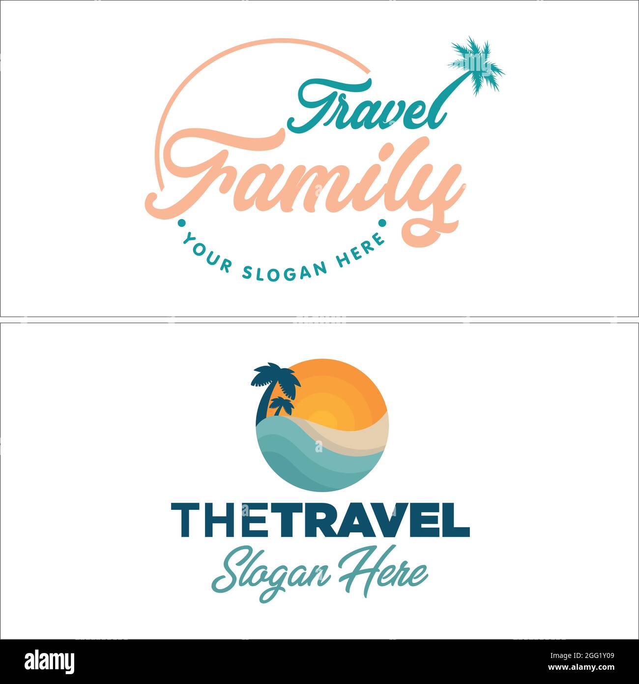 Logo-Design für Urlaub am Strand Stock Vektor
