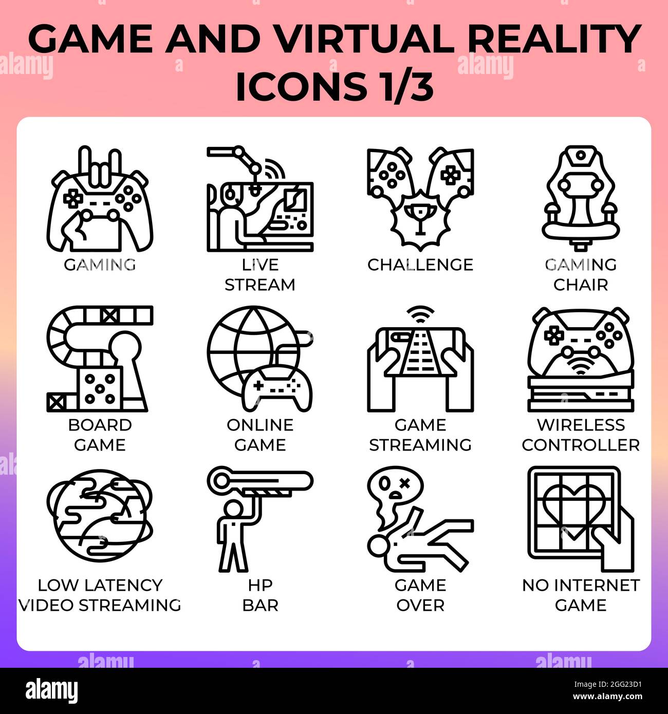 Spiel- und Virtual-Reality-Ikone im modernen Stil für ui, ux, Web, App, Broschüre, Flyer und Präsentationsdesign, etc. Stock Vektor