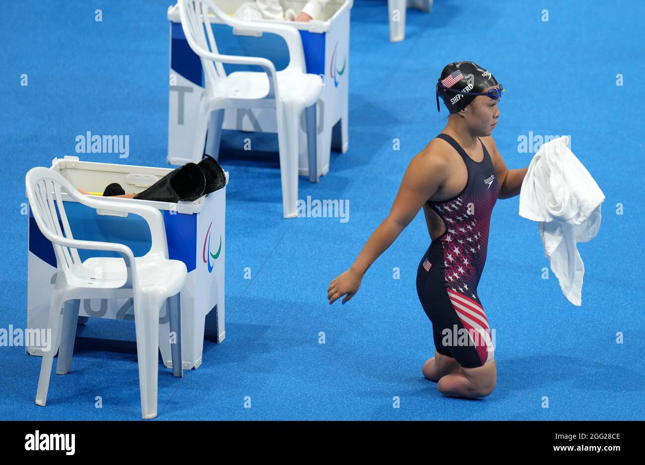 Haven Shepherd der USA vor dem Medley-SM8-Finale der Frauen im Tokyo Aquatics Center am vierten Tag der Paralympischen Spiele in Tokio 2020 in Japan. Bilddatum: Samstag, 28. August 2021. Stockfoto