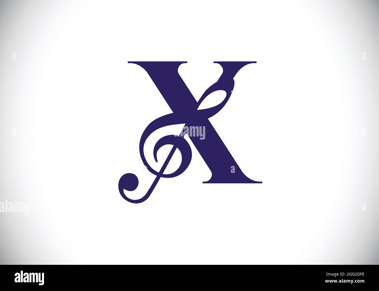 Erstes X-Monogramm-Alphabet mit einer musikalischen Note. Symphonie- oder Melodiezeichen. Symbol für Musikzeichen. Schrift-Emblem. Moderne Vektor-Logo-Design-Vorlage. Stock Vektor