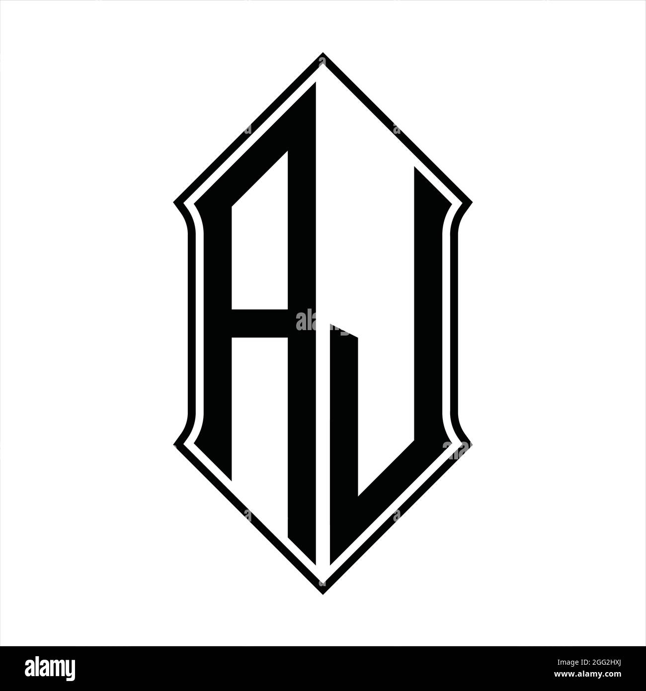 AJ Logo Monogramm mit shieldshape und schwarze Umriss Design Vorlage Vektor Symbol abstrakt Stock Vektor