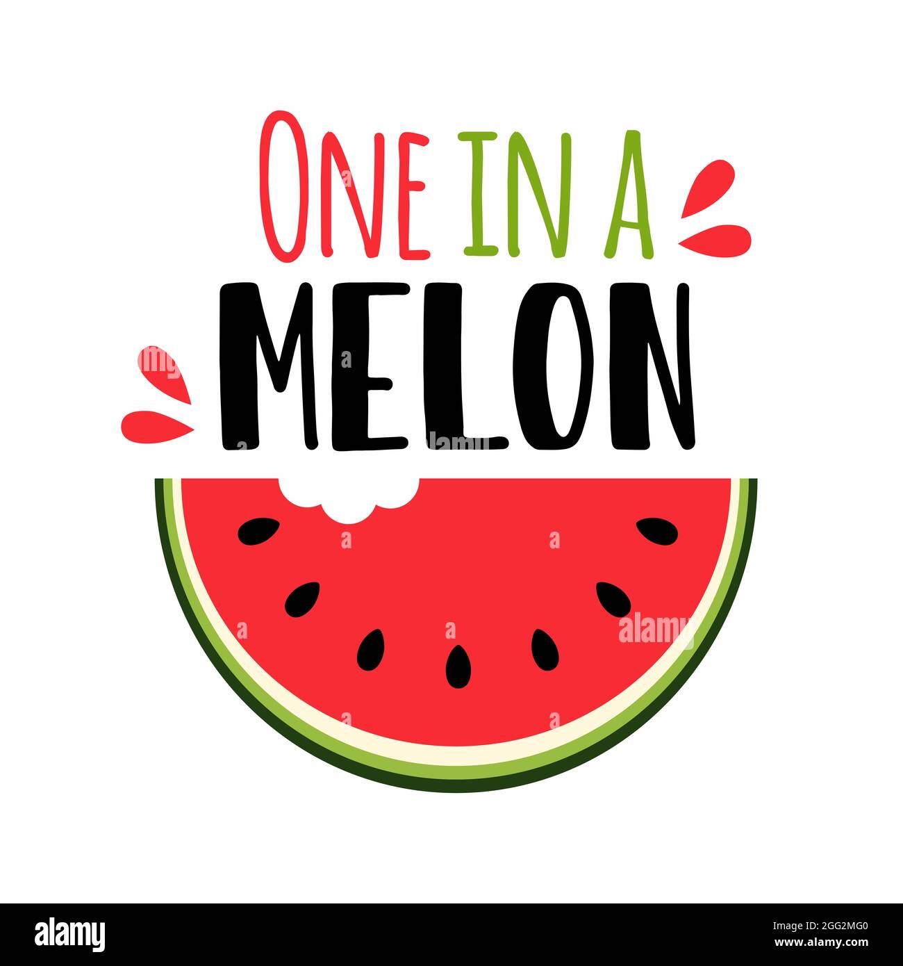 Eins in einem Melon. Vektor-Illustration mit Wassermelonenscheibe. Stock Vektor
