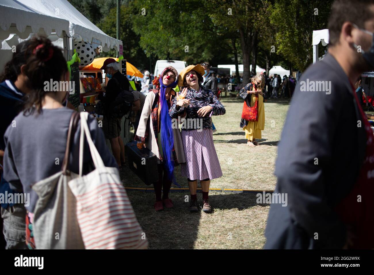 Menschen während des Sommerlagers von La France Insoumise LFI in Chateauneuf sur Isere bei Valence, am 28. August 2021. Foto von Raphael Lafargue/ABACAPRESS.COM. Stockfoto