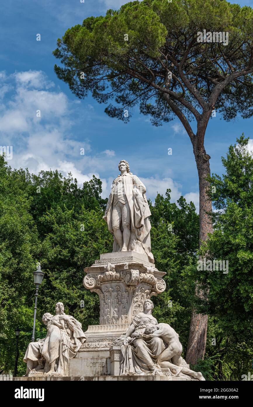Denkmal für Johann Wolfgang von Goethe im Park der Villa Borghese in Rom, Italien Stockfoto