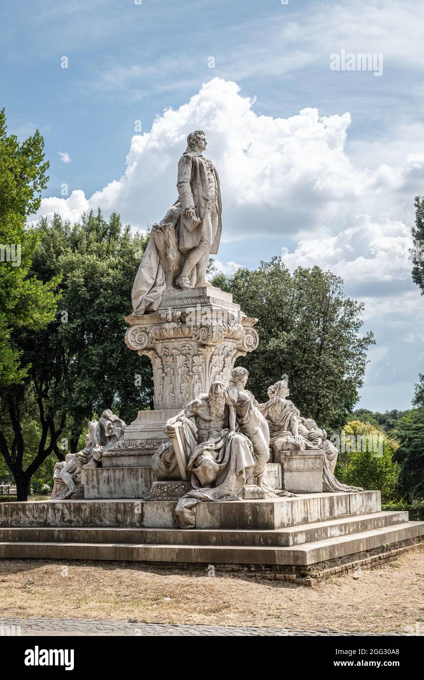 Denkmal für Johann Wolfgang von Goethe im Park der Villa Borghese in Rom, Italien Stockfoto