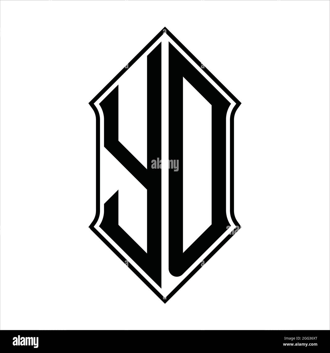 YD Logo Monogramm mit shieldshape und schwarzen Umriss Design Vorlage Vektor-Symbol abstrakt Stock Vektor