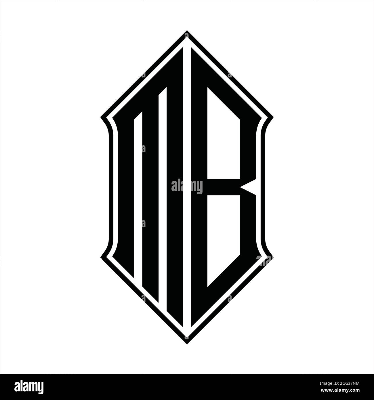 MB Logo Monogramm mit shieldshape und schwarzen Umriss Design Vorlage Vektor-Symbol abstrakt Stock Vektor